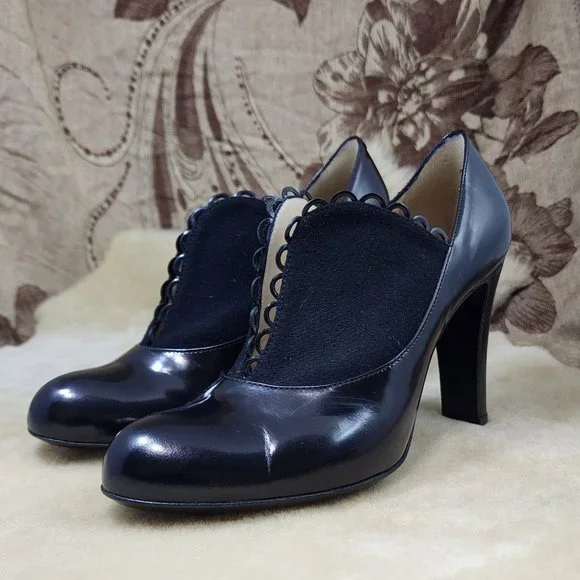 Emporio Armani - vintage -  black leather pumps / booties - xedf56 - Picture 7 of 10